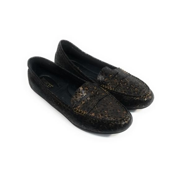 BORN Womens Malena Leather Driving Loafers Slip On In Black Multi Print Size 9.5 - Picture 1 of 11